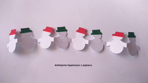 bałwanki girladna świąteczne ozdoby z papieru dla dzieci