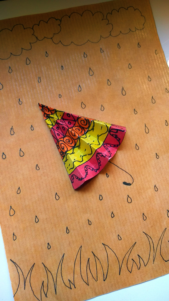 jesien prace plastyczne dla dzieci deszcz parasolki